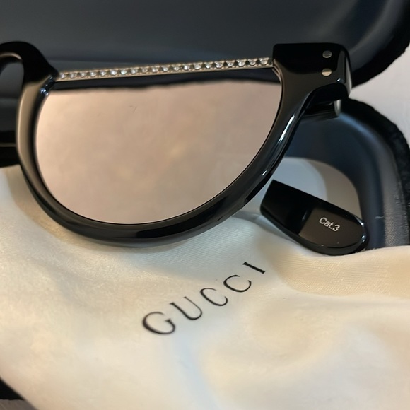 NEW GUCCI GG1368S 001 half SUNGLASSES with rhinestones and case - Picture 10 of 16